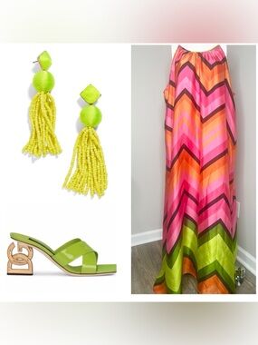 ASHLEY STEWART COLORFUL Maxi Chevron Dress  22/24
